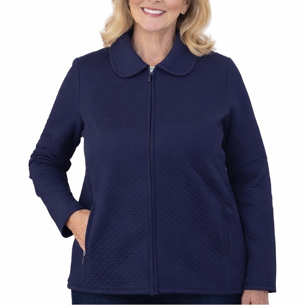 NWT Sport Savvy Navy Quilted Zip Front Cotton Blend Jacket Medium